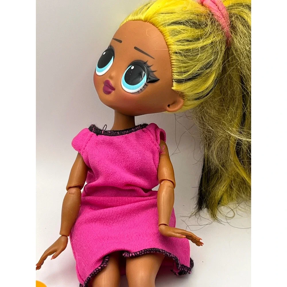 LOL Surprise OMG Doll Yellow Black Hair Pink Dress Accessories MGA 2019